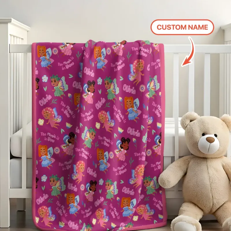 Custom Name Little garden fairy Bamboo Blanket