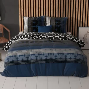 Berna Bettbezug Scanda Marineblau mit Kissenbezug