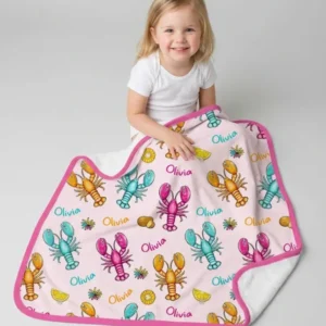 Custom Name Crawfish Crew Bamboo Blanket