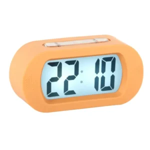Digitalwecker in Softorange mit großem LCD-Display, Uhrzeit sichtbar