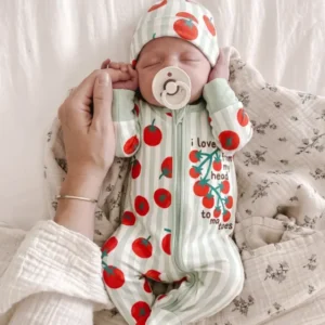 Love You From My Head Tomatoes Bamboo Zipper Footie