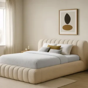 Designer Polsterbett Selene Bouclé mit Stauraum