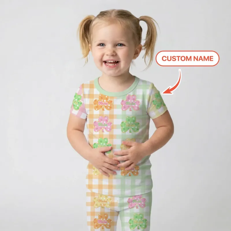 Lucky Shamrock Bamboo Two Piece Short Sleeve Pajama Set