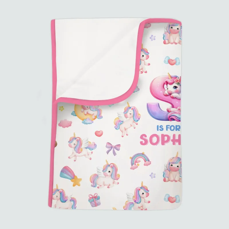Unicorn Dreams Custom Name Bamboo Blanket