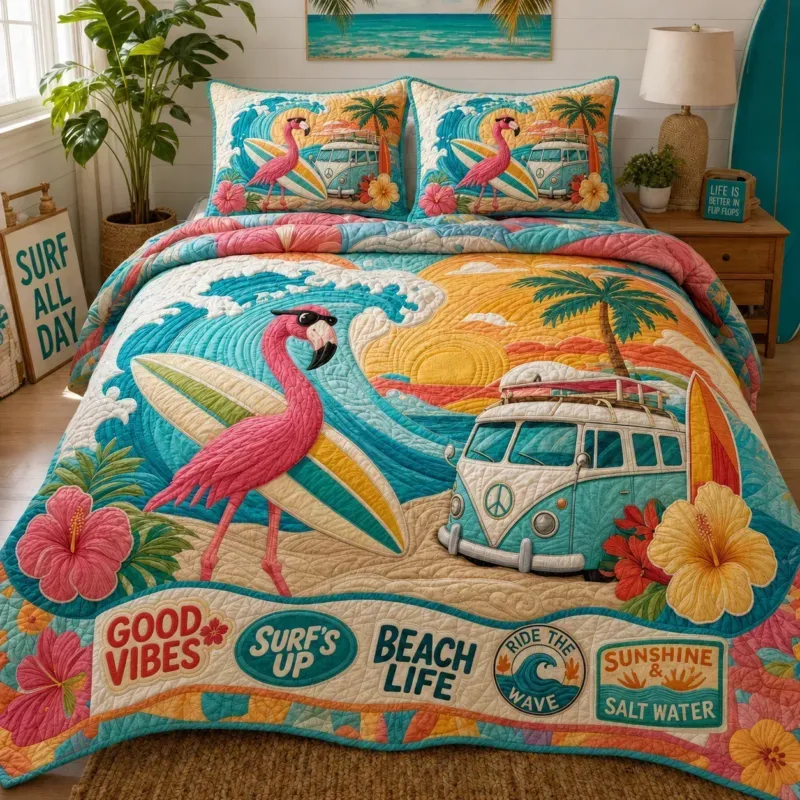 Beach Life Bamboo Quilt Bedding Set