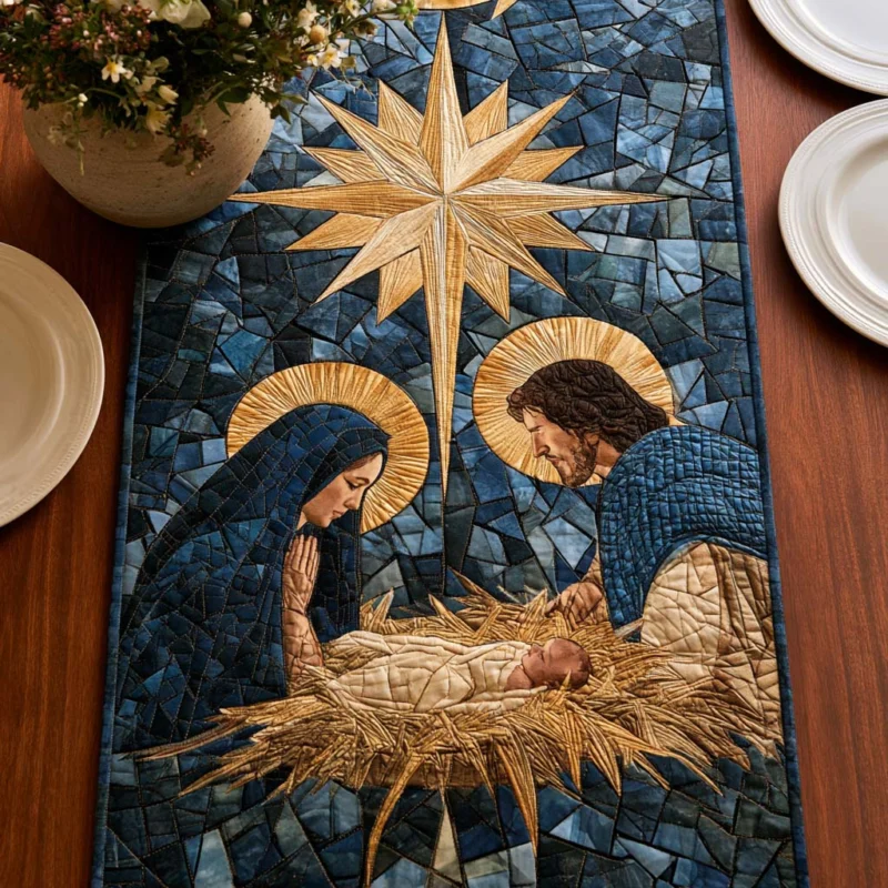 Bethlehem Nativity Light Quilt Table Runner