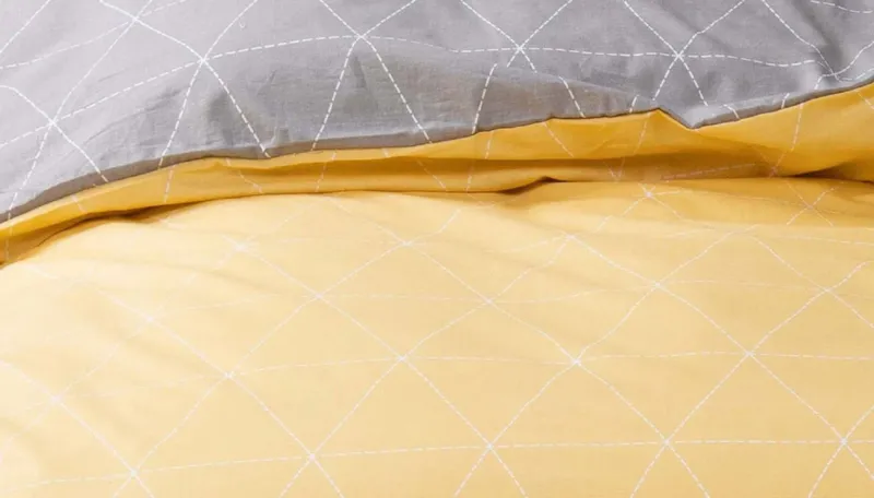 One Home Bettwäsche Set Geometrisch Raute modern gelb anthrazit Wende Baumwolle Renforce