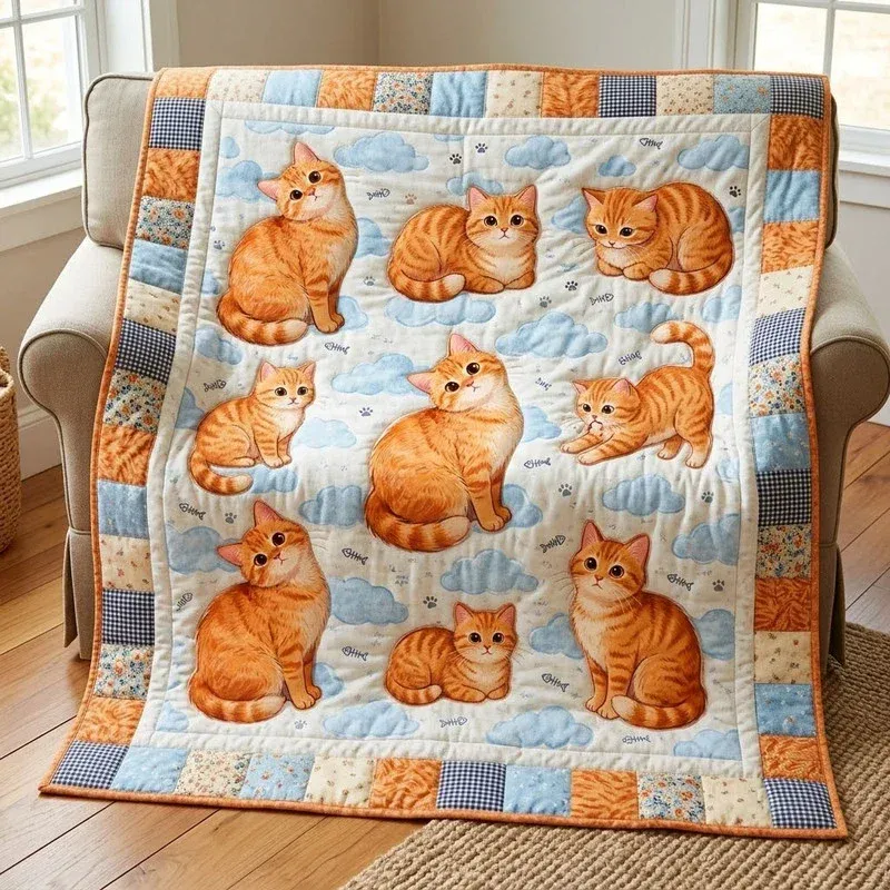 Bewildered Kitten Bamboo Quilt Blanket
