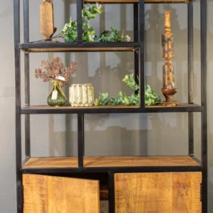 BOSKOP Industrial Bücherregal 180cm Mangoholz mit Metallgestell