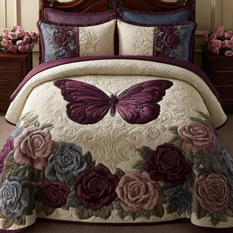 Butterfly Haven Bamboo Quilt Bedding Set