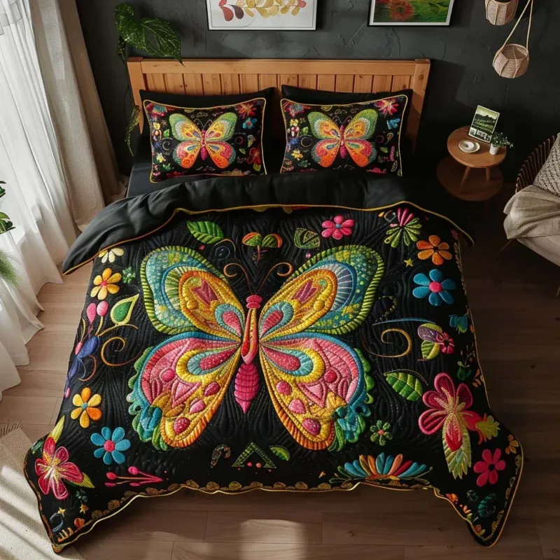 Butterfly Hidden Beauty Bamboo Quilt Bedding Set