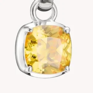 Silberner Charm-Anhänger mit gelbem Geburtsstein November, oval gefasst