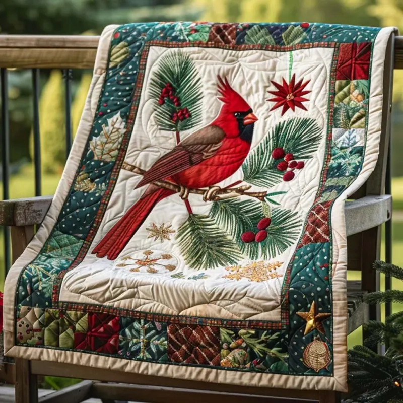 Cardinal Whisper Bamboo Quilt Blanket