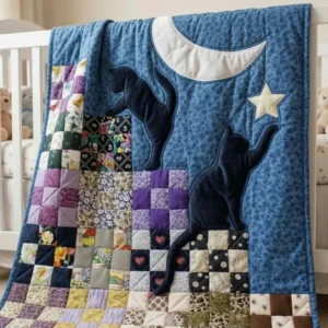 Cat Patchwork Ladder Bamboo Quilt Blanket