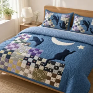 Cat Patchwork Ladder Bamboo Quilt Bedding Set