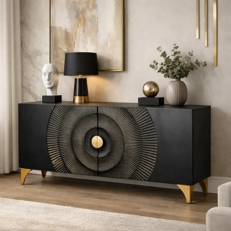 Sideboard Sunset Mangoholz 180 cm schwarz