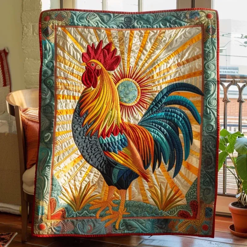 Chicken Peaceful Morning Bamboo Quilt Blanket