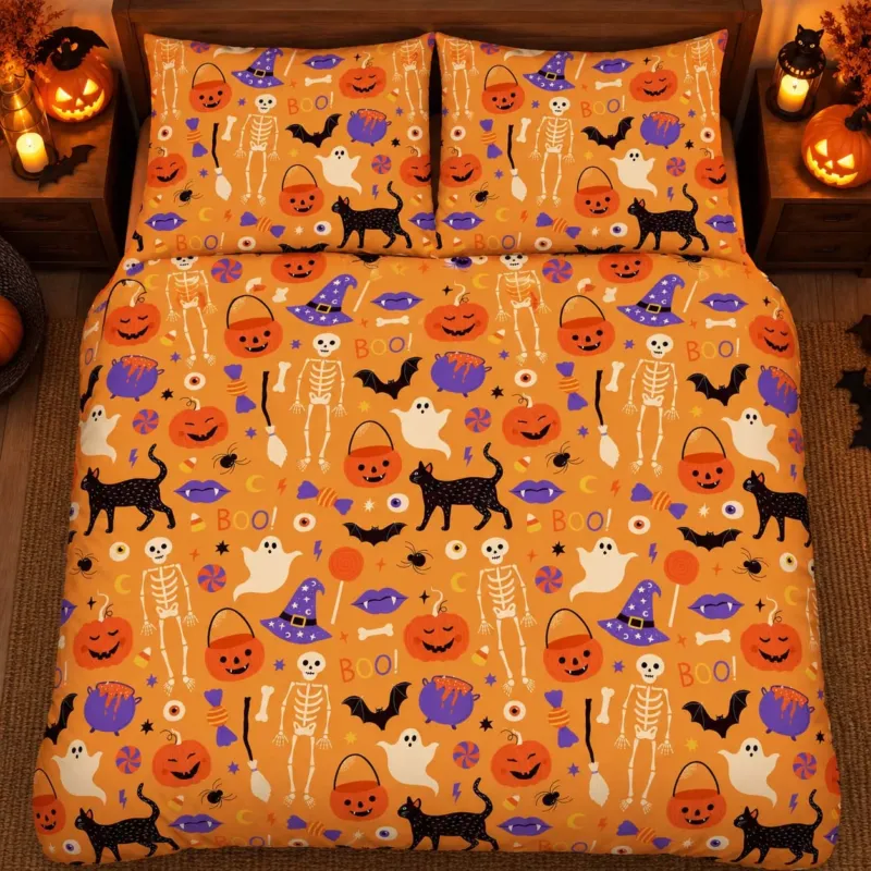 Classic Halloween Icons Bamboo Bedding Set