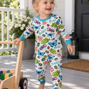 Colorful Little Bug Friends Bamboo Two Piece Long Sleeve Pajama Set