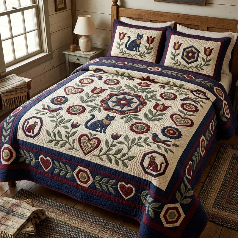 Country Fauna Medallion Bamboo Quilt Bedding Set