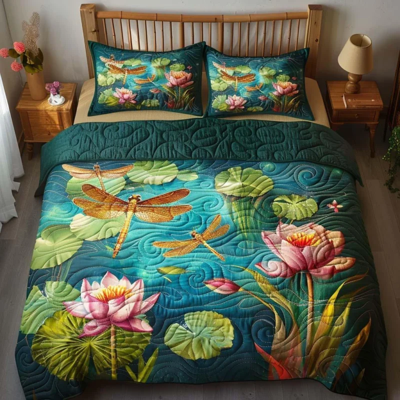Dragonfly Lovely Escape Bamboo Quilt Bedding Set