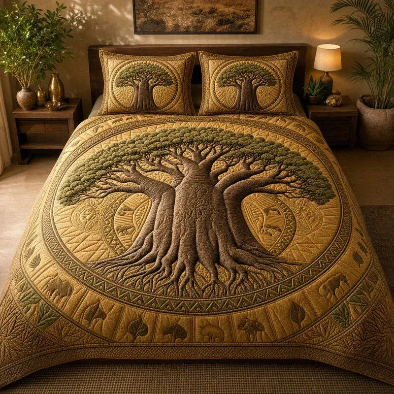 Earthy Timber Bamboo Quilt Bedding Set