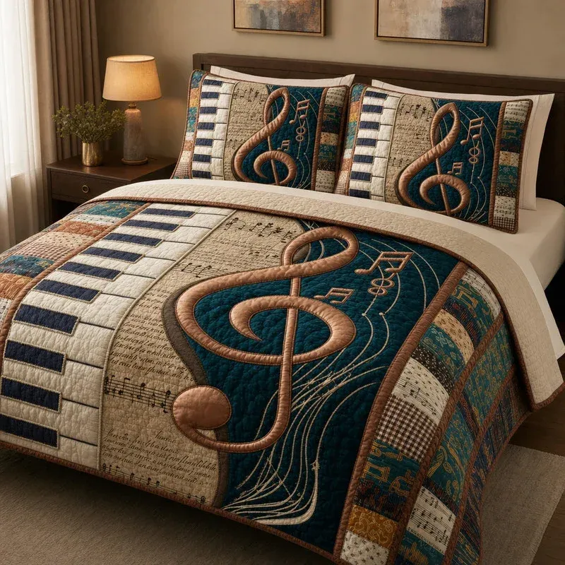 Earthy Tone Symphony Bamboo Quilt Bedding Set
