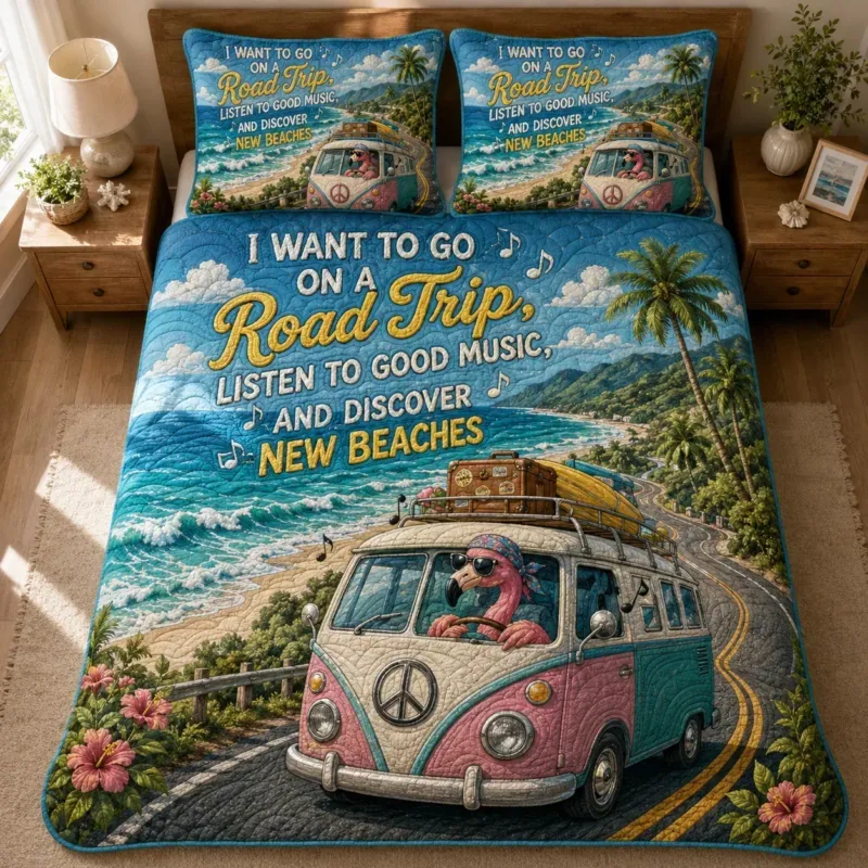 Flamingo Journey Bamboo Quilt Bedding Set