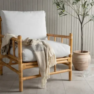 Gartenstuhl Conny - aus Rattan in Naturoptik inkl. Kissen