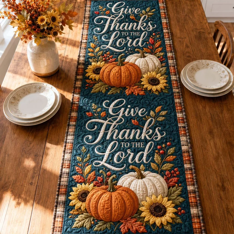 Grateful Harvest Praise Quilt Table Runner