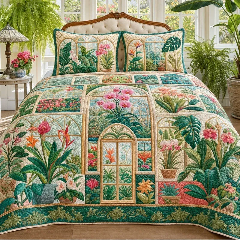 Greenhouse Solarium Bamboo Quilt Bedding Set