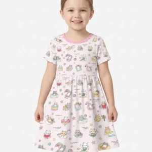 Kawaii Cats Summer Vacation Bamboo Twirl Dress