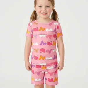 Bookworm Family Matching Bamboo Two Piece Short Sleeve Shorts Pajama Set