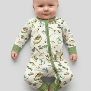 Custom Name Fishing Day Daddy & Me Matching Bamboo Convertible Zippy