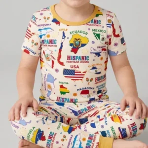 Hispanic Heritage Month Country Flags Bamboo Two Piece Short Sleeve Pajama Set
