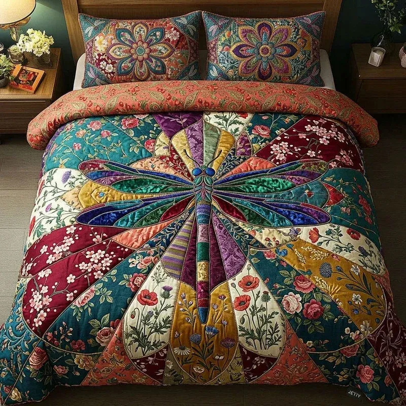 Insect Kaleidoscope Bamboo Quilt Bedding Set