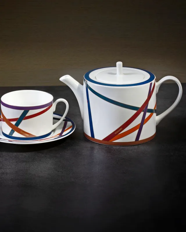 Missoni Home Tea Pot or Coffee Pot NASTRI Multicolor diam. 4.75", H 5" - Palais Royal Linen Gallery