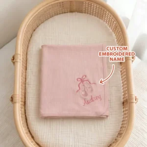 Personalized Sweet Ballet Babe Embroidered Ribbed Bamboo Blanket