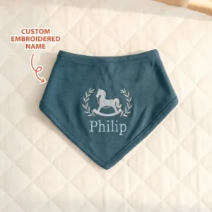 Personalized Royal Horse Embroidered Bamboo Bib