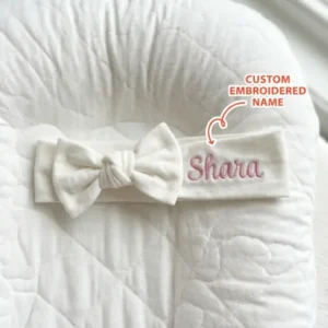 Personalized Little Miracle Pink Embroidered Bamboo Headband