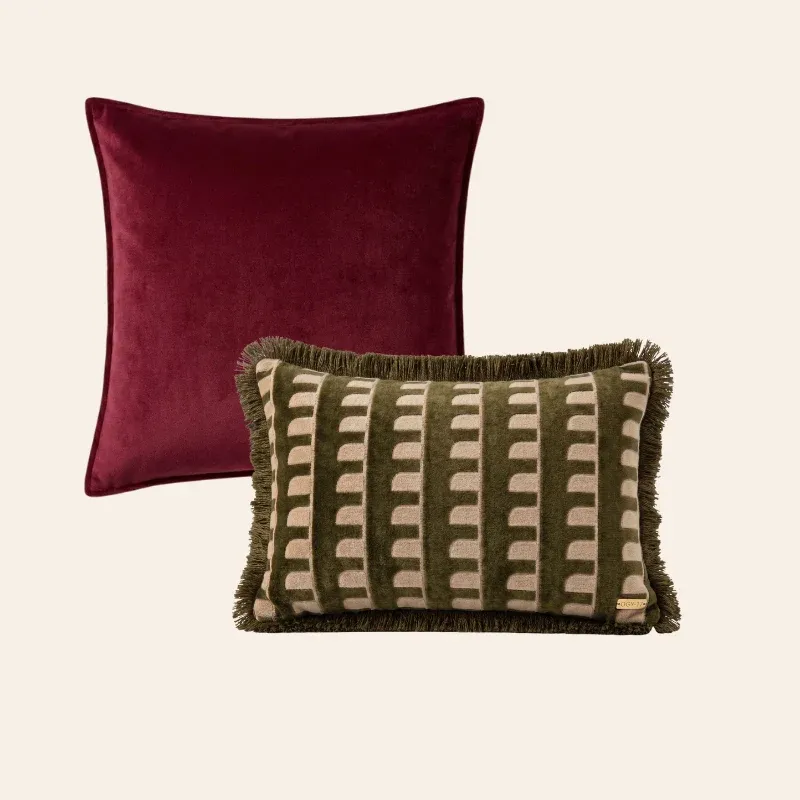 Kotabo sierkussenset Evelyn – Set van 2 kussens – Magical Mauve & Olive Oasis