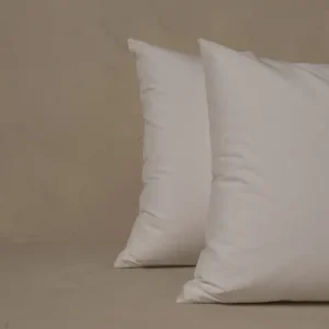 LETTO Giza Reserve Percale pillowcase set in white, two plump pillows on neutral background.