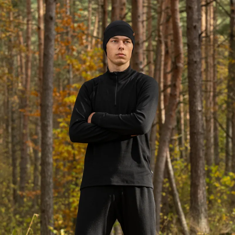 Men's Merino 250 Zip neck top Black