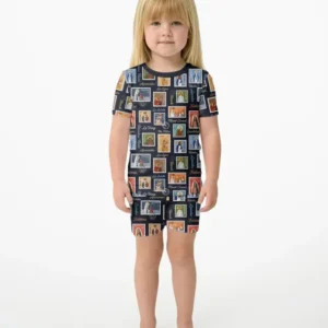 Our Lady, Around the World Bamboo Two Piece Short Sleeve Shorts Pajama Set