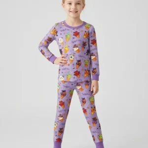 Custom Name Halloween Ice Cream Bamboo Two Piece Long Sleeve Pajama Set