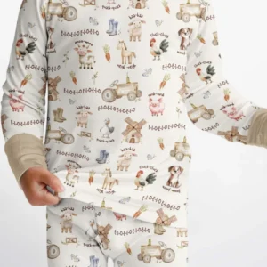 Old McDonald Farm Family Matching Bamboo Two Piece Long Sleeve Pajama Set