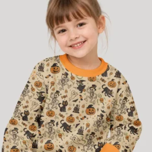 Vintage Skeleton Pumpkin Halloween Bamboo Crewneck Sweatshirt