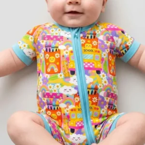 Retro Happy Classroom Bamboo Shorty Zippy