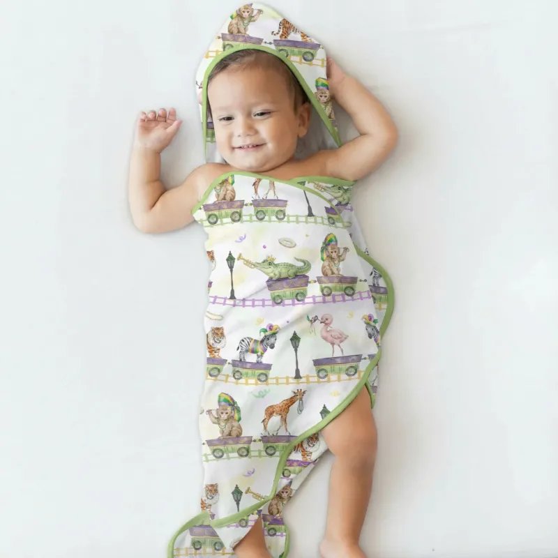 Mardi Gras Jungle Krewe Hooded Bamboo Towel Set