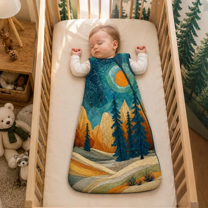 Moonlit Forest Landscape Bamboo Sleep Bag